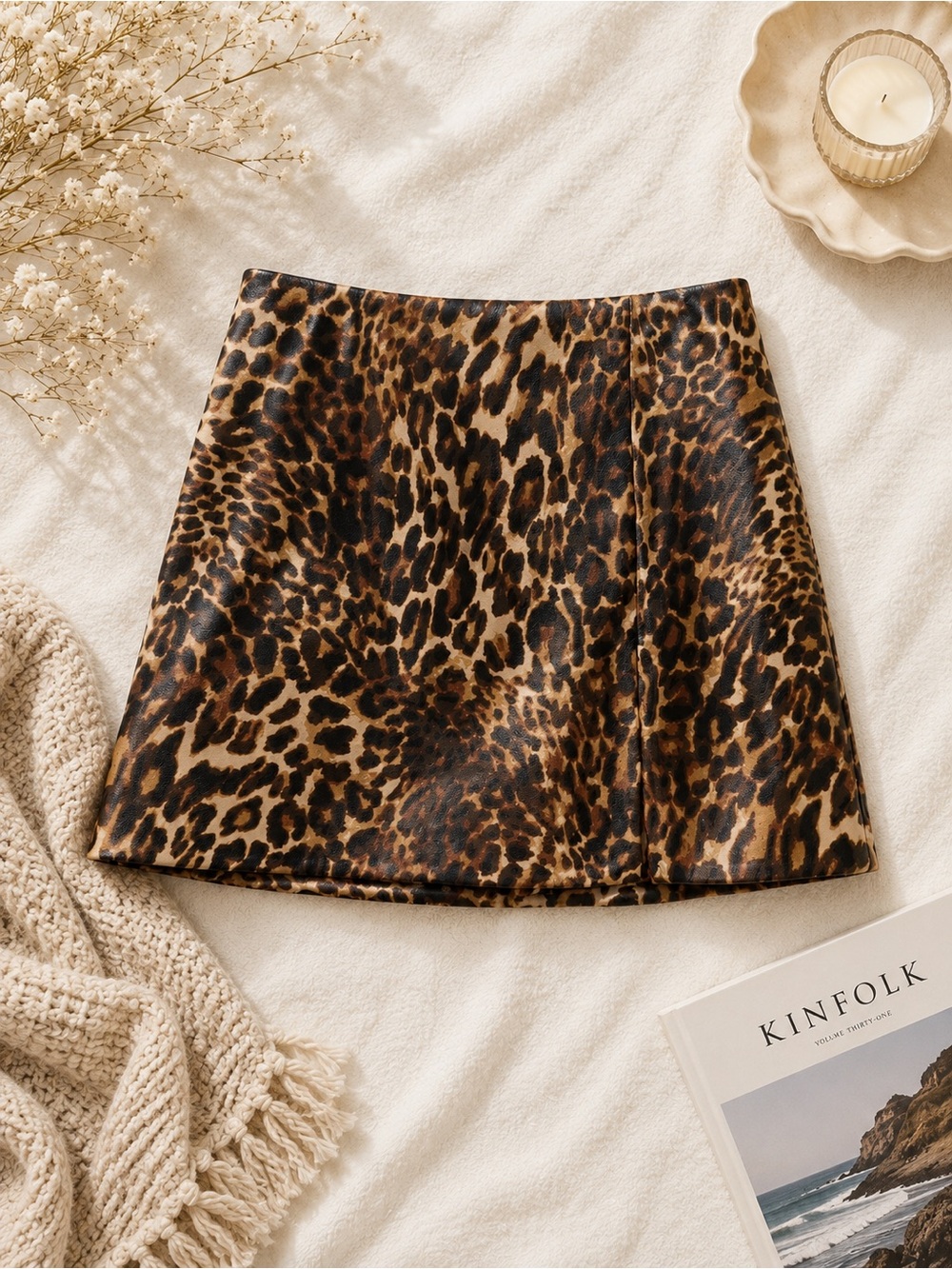 Anthropologie Leopard-Print Mini Skirt in Brown and Black